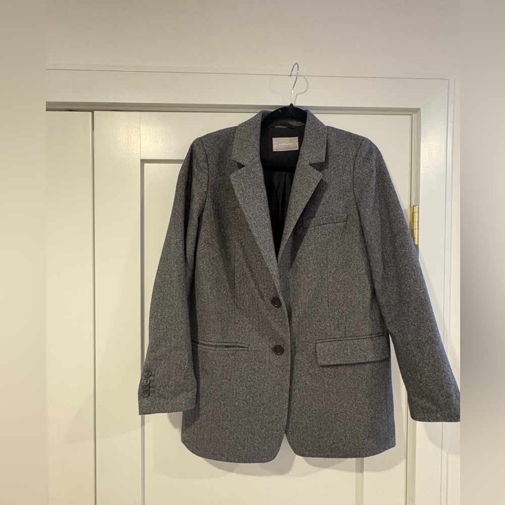 Everlane Oversized Blazer in Wool Grey Herringbone